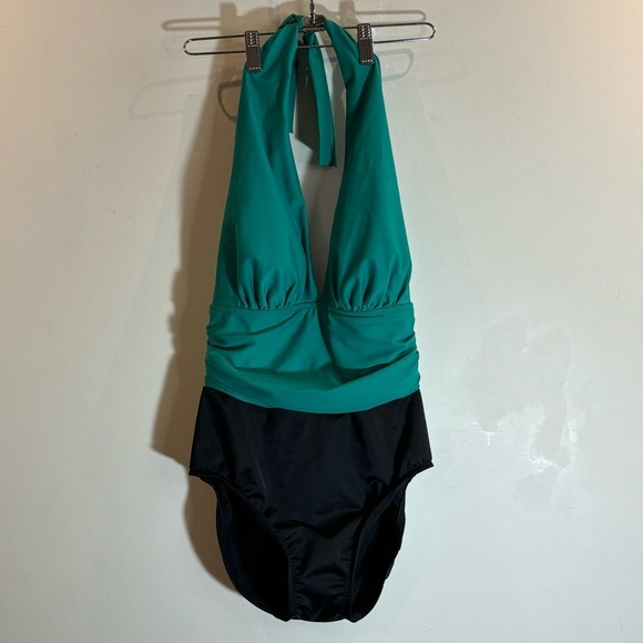 MAGICSUIT by MiracleSuit Sz 12 Yves Shirred Halter Top Padded  Cups Bathing Suit - Picture 2 of 8